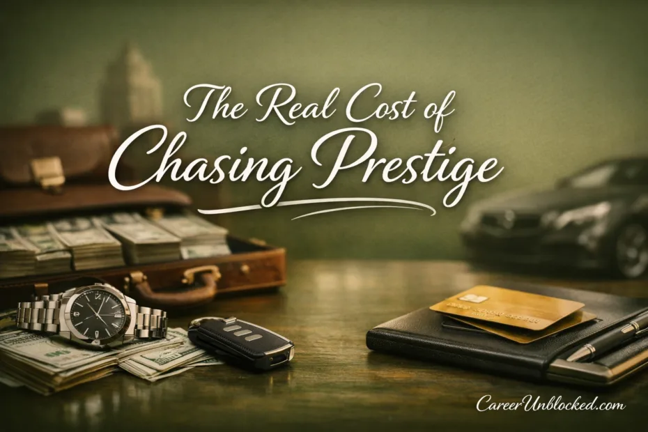 A vintage car and a set of keys on a leather surface illustrate the real cost of chasing prestige.