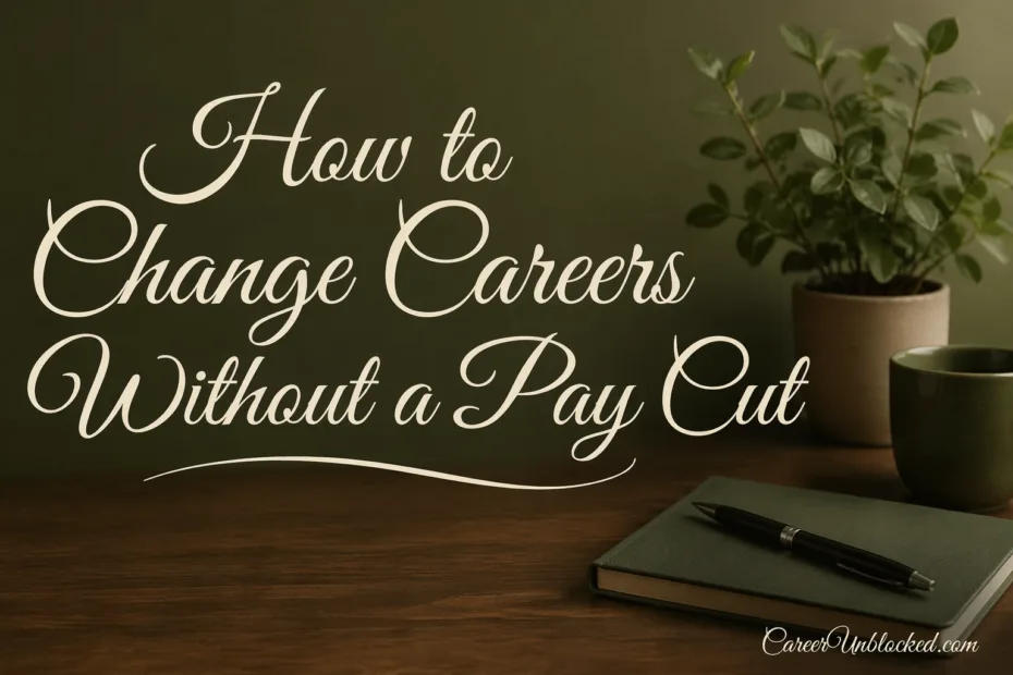 A person holding a coffee mug with a notebook, illustrating a guide on how to change careers without a…