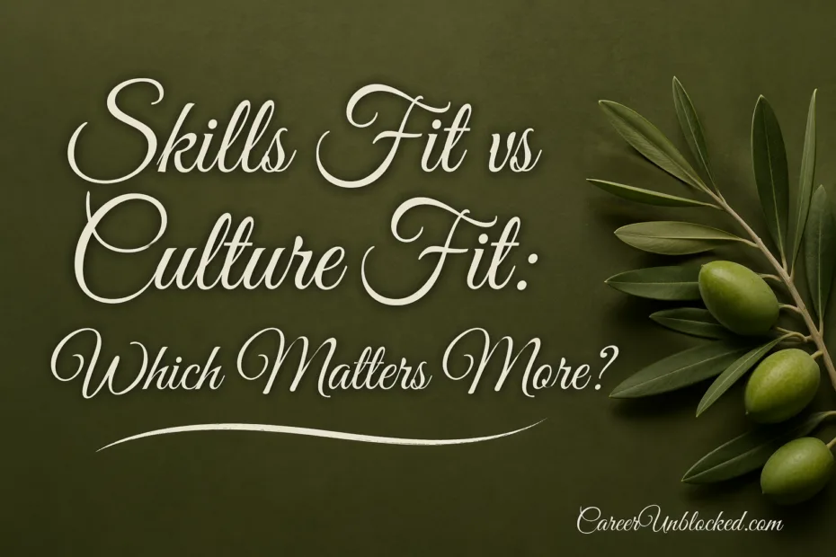Skills fit versus culture fit comparison emphasizing their importance in hiring decisions.